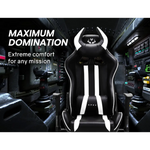 OVERDRIVE Diablo Reclining Gaming Chair Black & White Seat Computer Office Neck Lumbar Horns - Furniture > Office