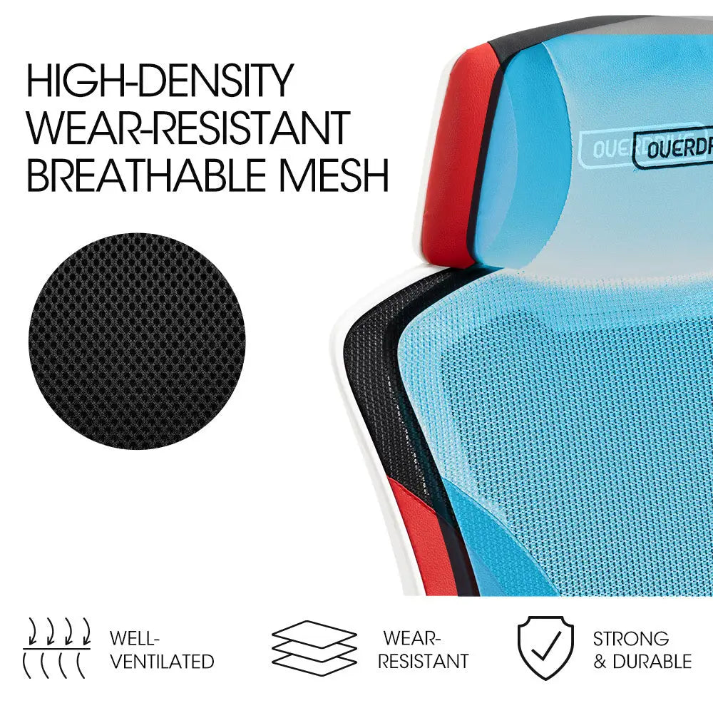 OVERDRIVE Ergonomic Office Desk Chair Height Adjustable Lumbar Support Mesh Fabric Faux Leather Headrest