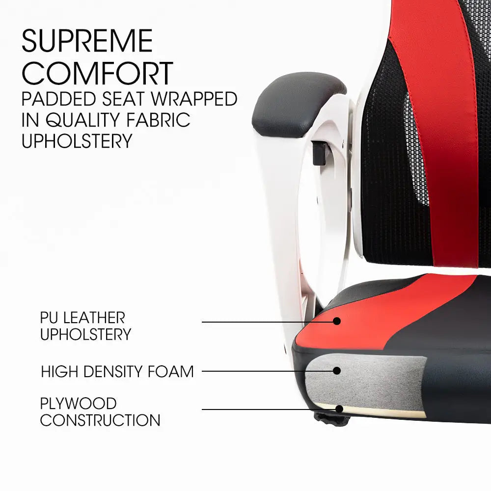 OVERDRIVE Ergonomic Office Desk Chair Height Adjustable Lumbar Support Mesh Fabric Faux Leather Headrest