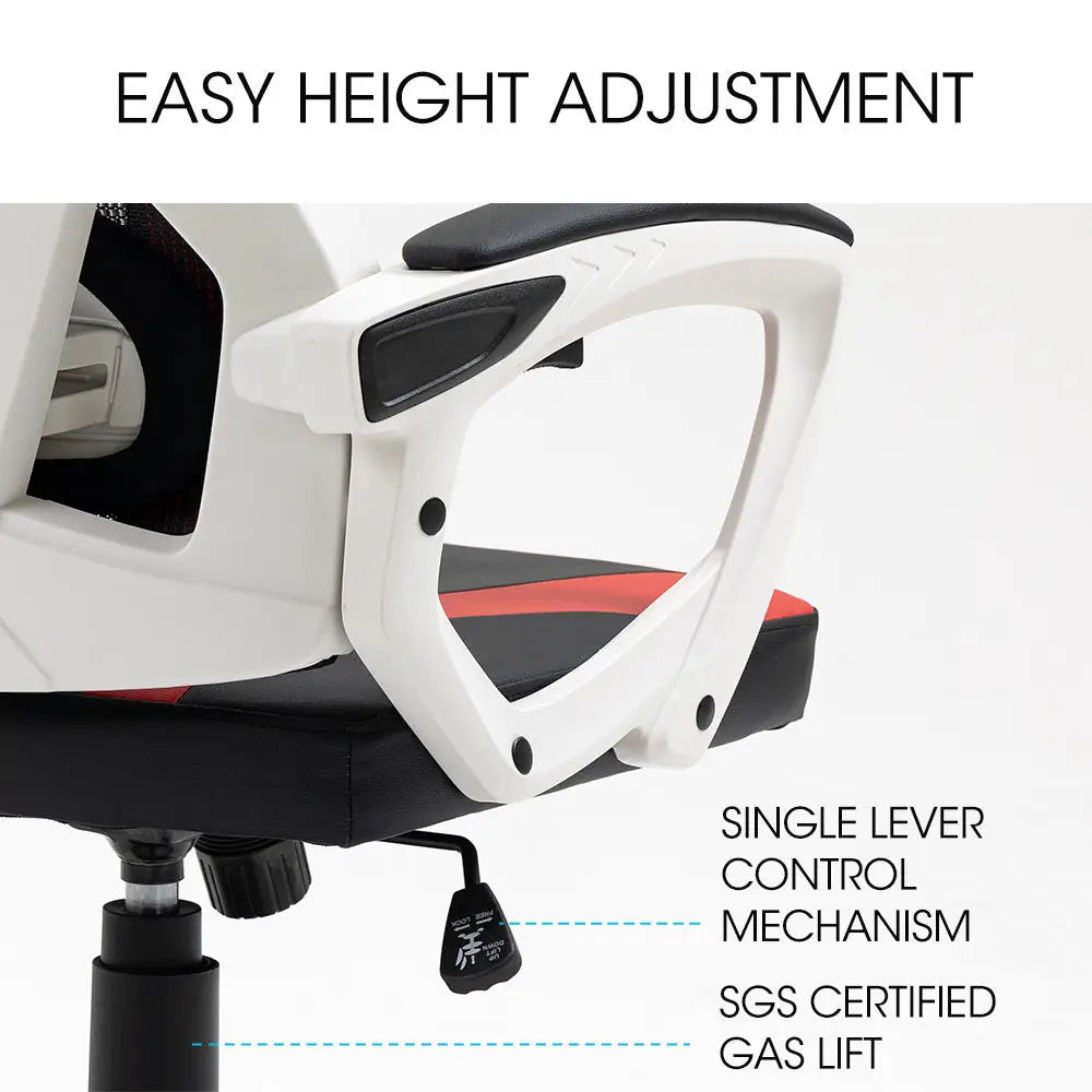 OVERDRIVE Ergonomic Office Desk Chair Height Adjustable Lumbar Support Mesh Fabric Faux Leather Headrest