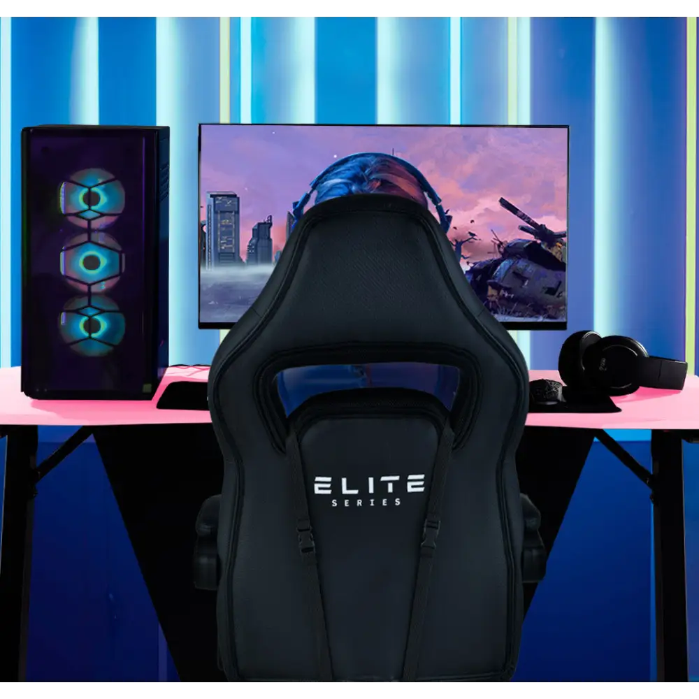 OVERDRIVE Gaming Chair Pink Racing Computer Office Ergonomic Reclining Footrest - Furniture > Office
