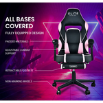 OVERDRIVE Gaming Chair Pink Racing Computer Office Ergonomic Reclining Footrest - Furniture > Office