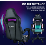 OVERDRIVE Gaming Chair Pink Racing Computer Office Ergonomic Reclining Footrest - Furniture > Office