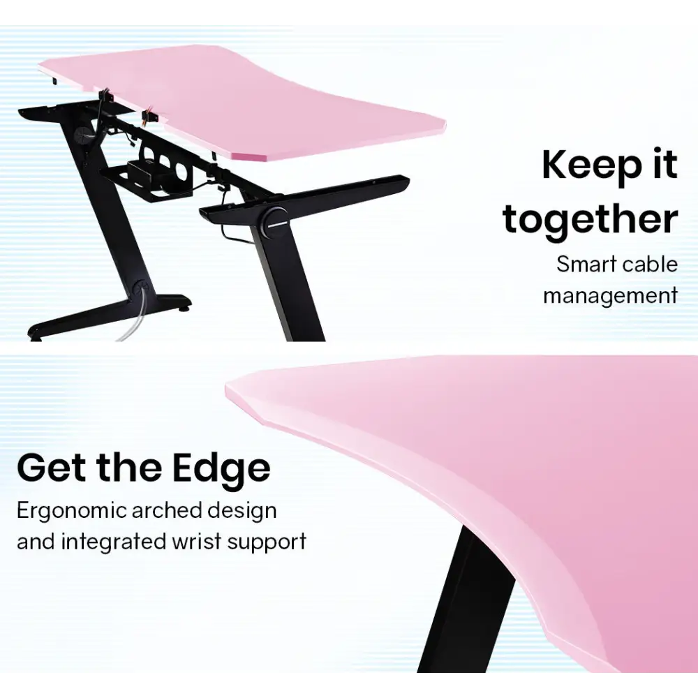 OVERDRIVE Gaming Computer PC Desk Z-Style Pink and Black Cable Management - Furniture > Office