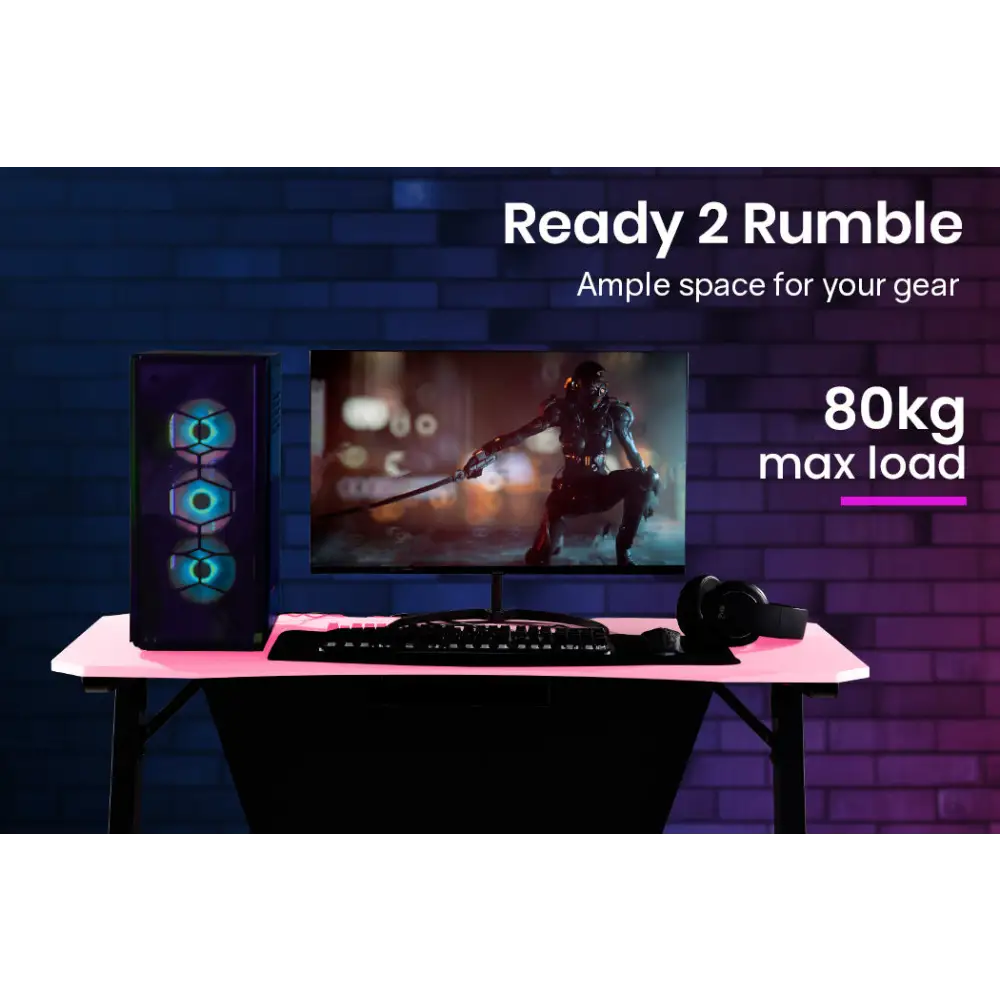 OVERDRIVE Gaming Computer PC Desk Z-Style Pink and Black Cable Management - Furniture > Office
