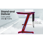 OVERDRIVE Gaming Desk 120cm Computer Black PC Red LED Lights Carbon Fiber Look - Furniture > Office