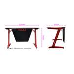 OVERDRIVE Gaming Desk 120cm Computer Black PC Red LED Lights Carbon Fiber Look - Furniture > Office