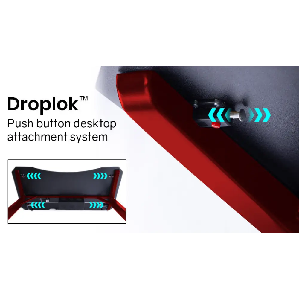 OVERDRIVE Gaming Desk 120cm Computer Black PC Red LED Lights Carbon Fiber Look - Furniture > Office
