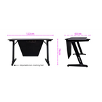 OVERDRIVE Gaming Desk 120cm PC Table Setup Computer Black Carbon Fiber Look - Furniture > Office