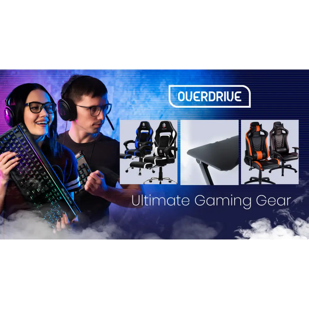 OVERDRIVE Gaming Desk 120cm PC Table Setup Computer Black Carbon Fiber Look - Furniture > Office