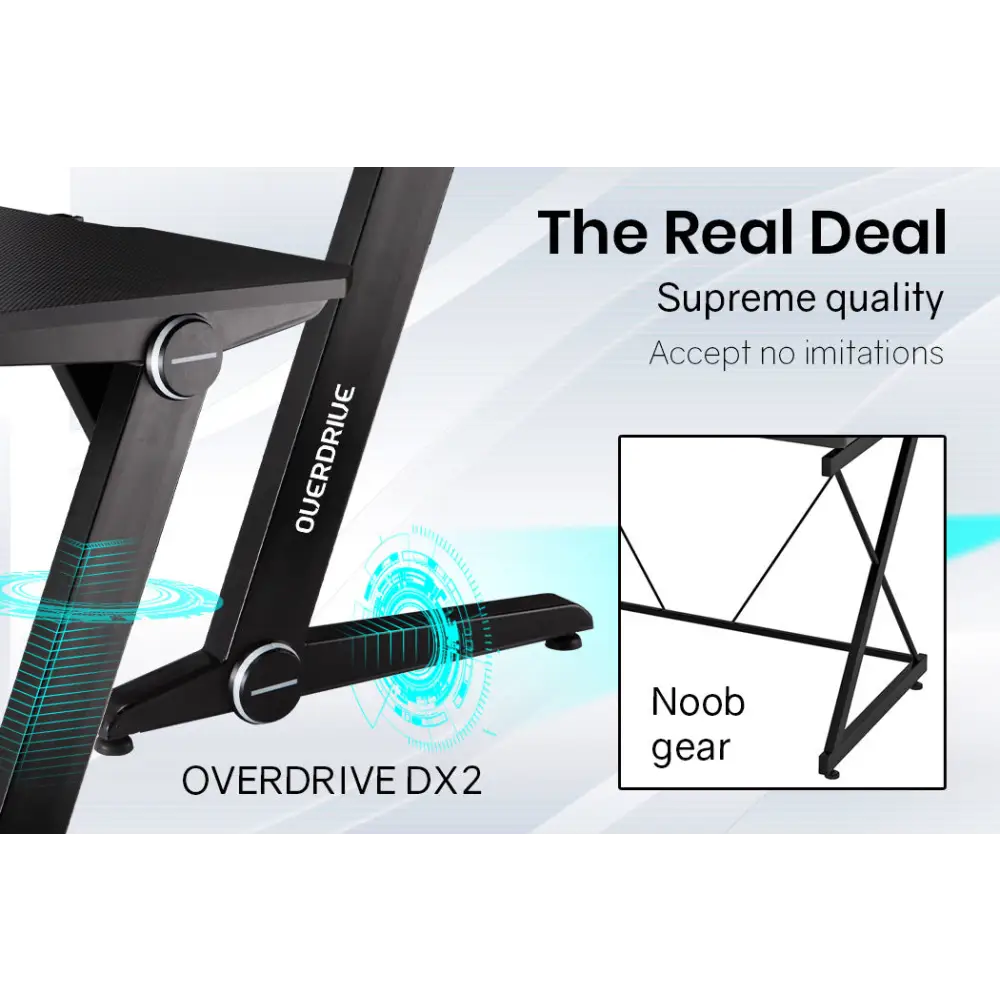 OVERDRIVE Gaming Desk 120cm PC Table Setup Computer Black Carbon Fiber Look - Furniture > Office