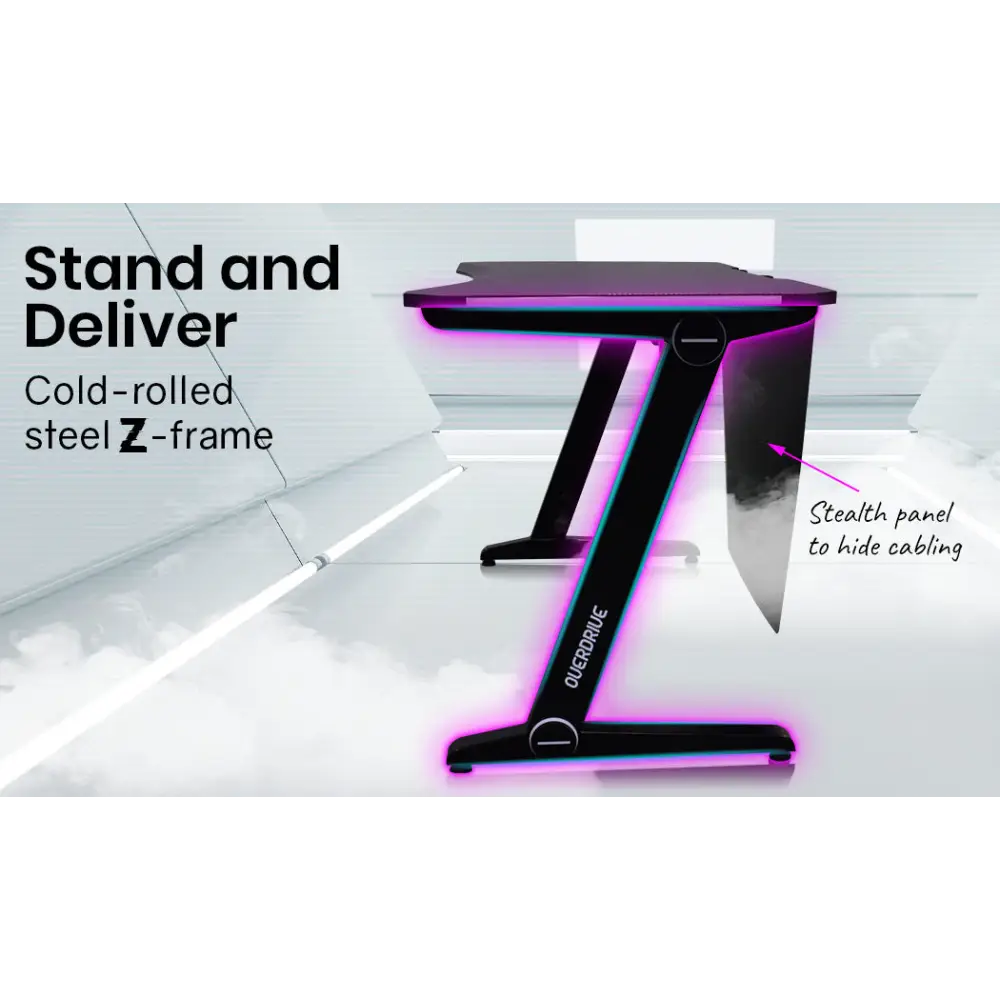 OVERDRIVE Gaming Desk 120cm PC Table Setup Computer Black Carbon Fiber Look - Furniture > Office