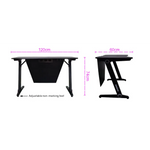OVERDRIVE Gaming Desk 120cm PC Table Setup Computer Carbon Fiber Style Black - Furniture > Office