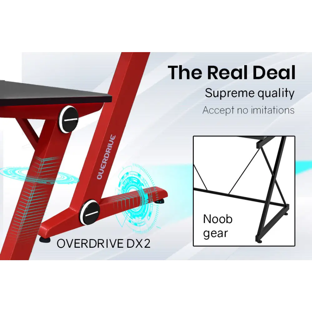 OVERDRIVE Gaming Desk 120cm PC Table Setup Computer Carbon Fiber Style Black Red - Furniture > Office