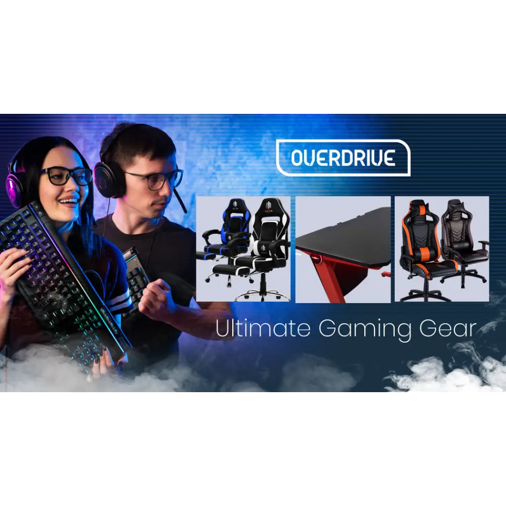 OVERDRIVE Gaming Desk 120cm PC Table Setup Computer Carbon Fiber Style Black - Furniture > Office