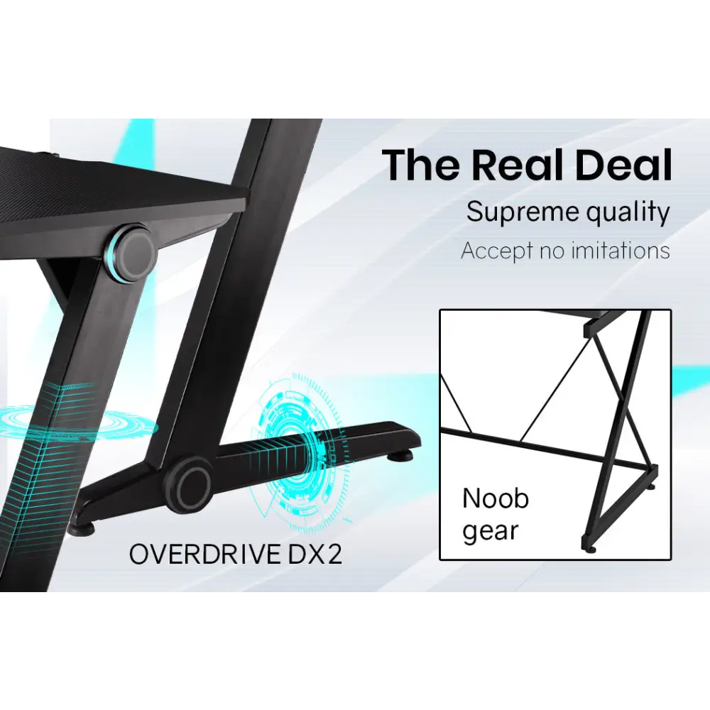OVERDRIVE Gaming Desk 120cm PC Table Setup Computer Carbon Fiber Style Black - Furniture > Office