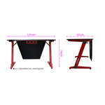OVERDRIVE Gaming Desk 120cm PC Table Setup Computer Carbon Fiber Style Black Red - Furniture > Office
