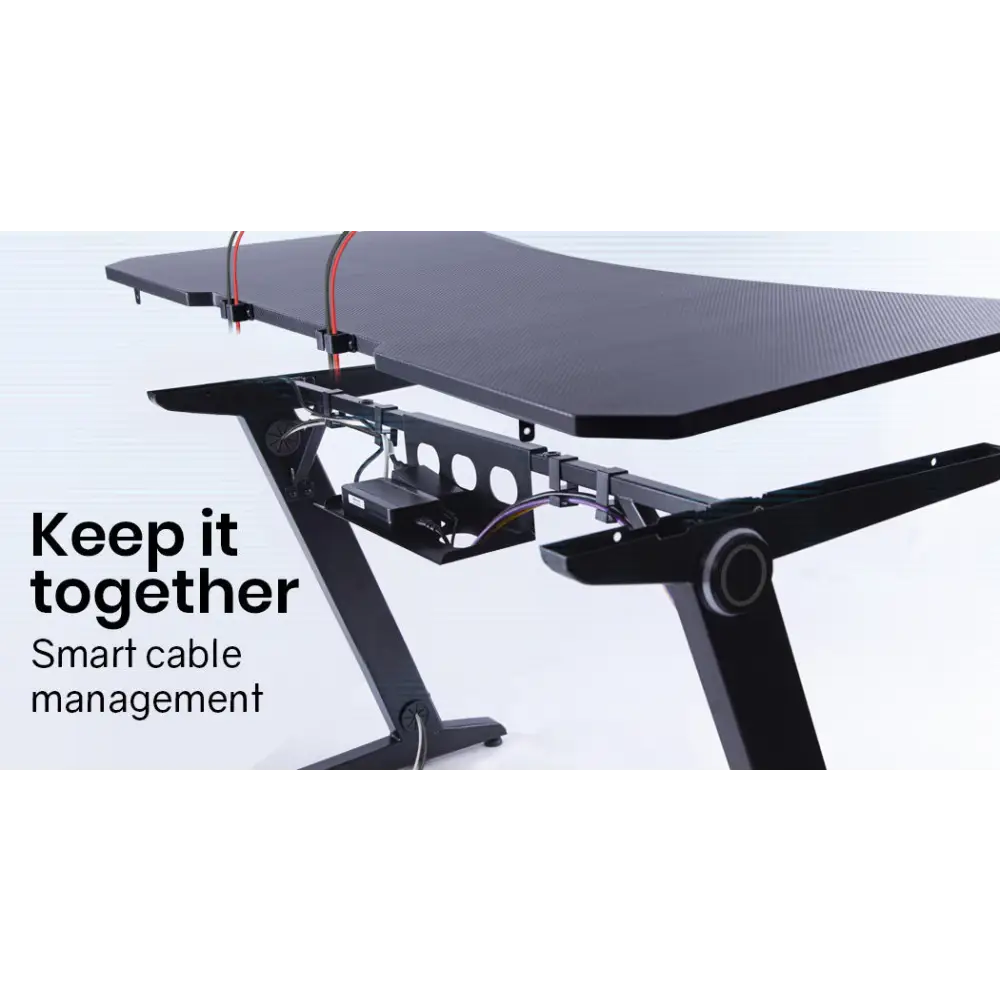 OVERDRIVE Gaming Desk 120cm PC Table Setup Computer Carbon Fiber Style Black - Furniture > Office