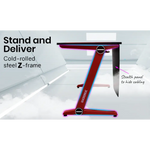 OVERDRIVE Gaming Desk 120cm PC Table Setup Computer Carbon Fiber Style Black Red - Furniture > Office