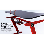 OVERDRIVE Gaming Desk 120cm PC Table Setup Computer Carbon Fiber Style Black Red - Furniture > Office