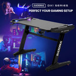 OVERDRIVE Gaming Desk 120x60cm Carbon Fiber Styling LED Lights Headset Hanger Cup Holder Cable Management Black