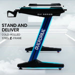 OVERDRIVE Gaming Desk 120x60cm Carbon Fiber Styling LED Lights Headset Hanger Cup Holder Cable Management Blue