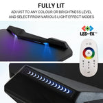 OVERDRIVE Gaming Desk 120x60cm Carbon Fiber Styling LED Lights Headset Hanger Cup Holder Cable Management Blue