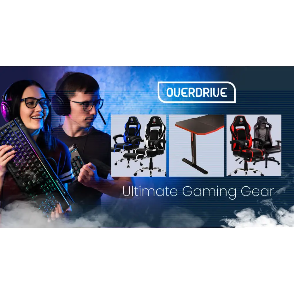 OVERDRIVE Gaming Desk 139cm PC Setup Table Computer Carbon Fiber Style Black - Furniture > Office