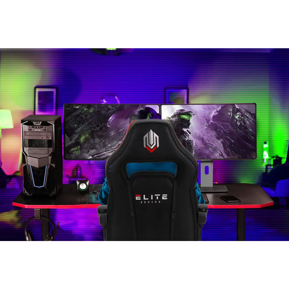 OVERDRIVE Gaming Desk 139cm PC Setup Table Computer Carbon Fiber Style Black - Furniture > Office