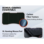 OVERDRIVE Gaming Desk 139cm PC Setup Table Computer Carbon Fiber Style Black - Furniture > Office