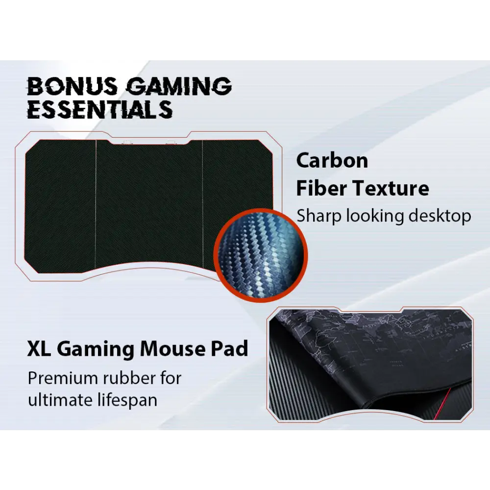 OVERDRIVE Gaming Desk 139cm PC Setup Table Computer Carbon Fiber Style Black - Furniture > Office
