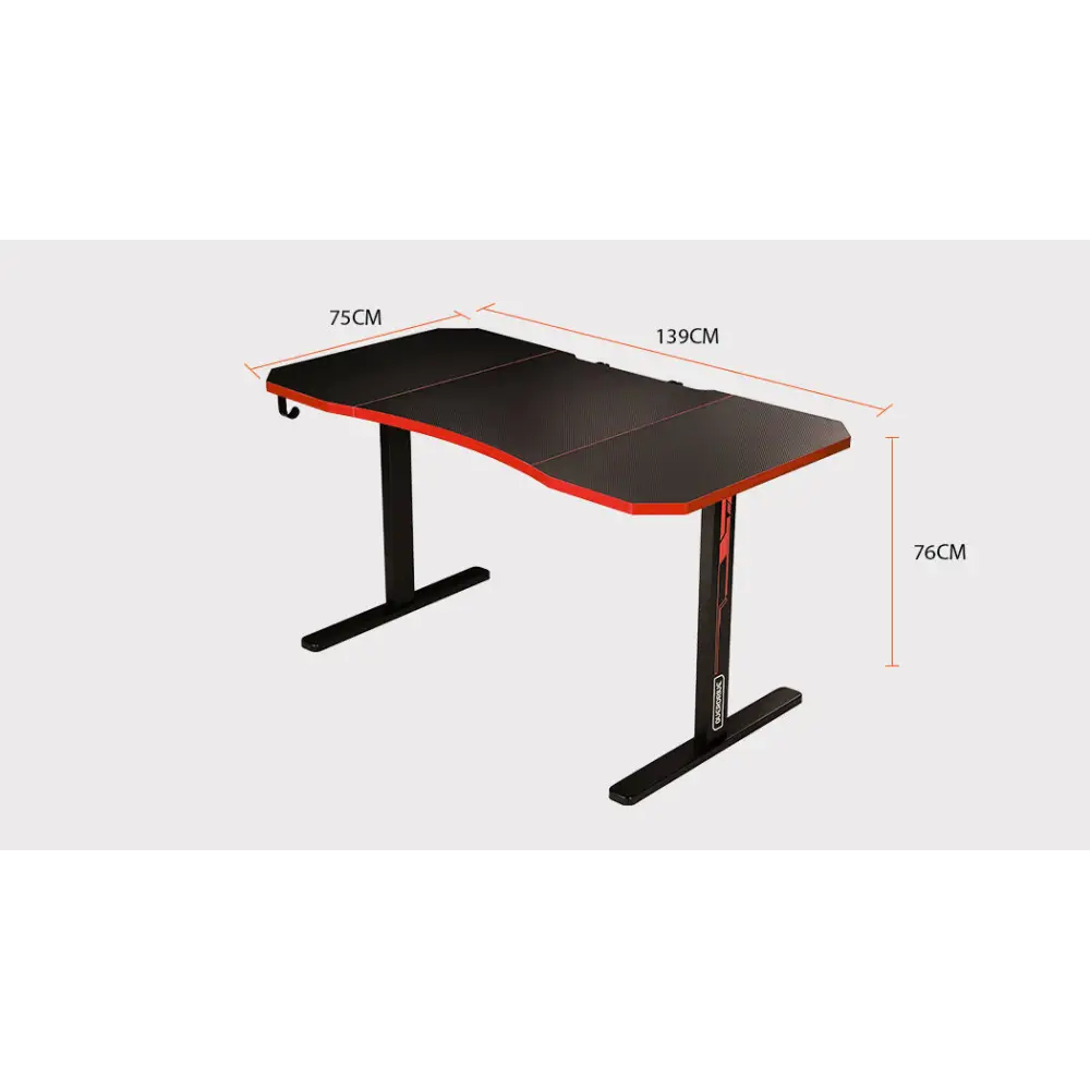 OVERDRIVE Gaming Desk 139cm PC Setup Table Computer Carbon Fiber Style Black - Furniture > Office
