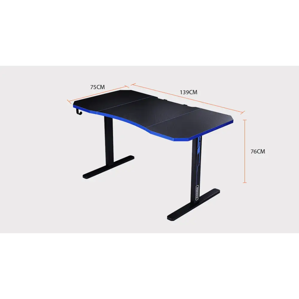 OVERDRIVE Gaming Desk 139cm PC Table Computer Setup Carbon Fiber Style Black - Furniture > Office