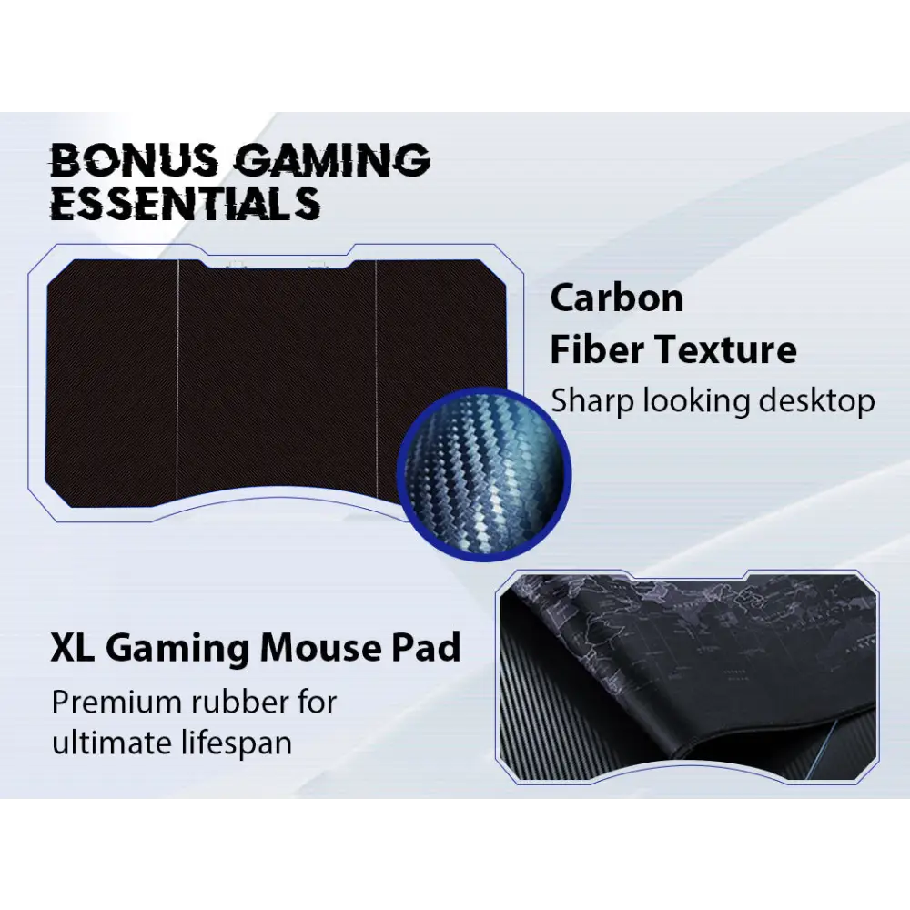 OVERDRIVE Gaming Desk 139cm PC Table Computer Setup Carbon Fiber Style Black - Furniture > Office
