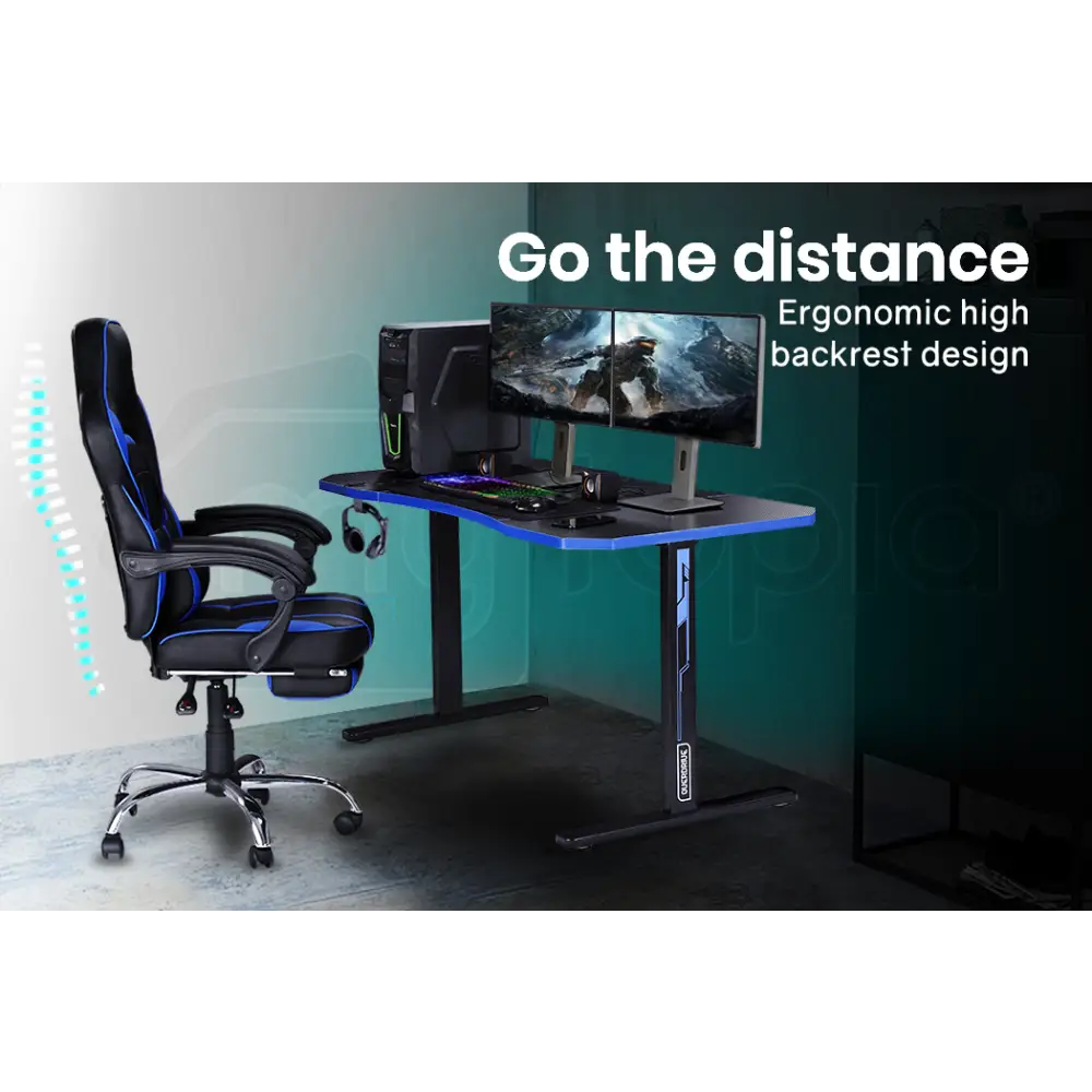 OVERDRIVE Gaming Desk 139cm PC Table Computer Setup Carbon Fiber Style Black - Furniture > Office
