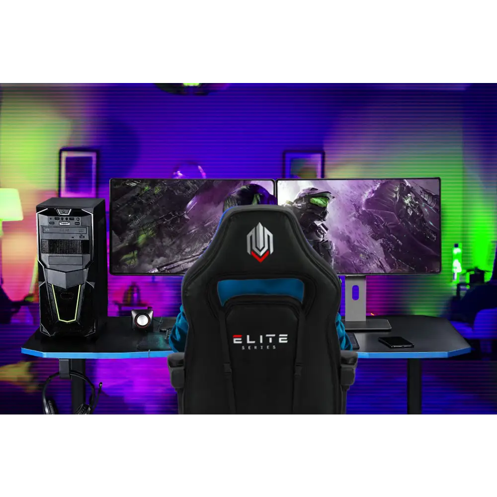OVERDRIVE Gaming Desk 139cm PC Table Computer Setup Carbon Fiber Style Black - Furniture > Office