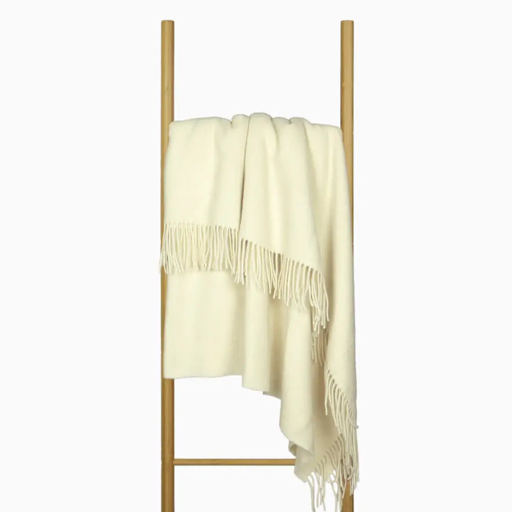 Oxford Throw - Merino Wool Blend - Ivory - Home & Garden > Decor