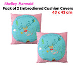 Pack of 2 Shelley Mermaid Embroidered Cushion Covers with turquoise circles design