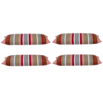 Pack of 4 Corban Rose Pink Based Striped Cushion Cover Multicoloured Rectangle 35x70cm - Home & Garden > Decor