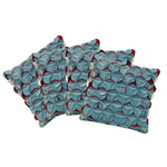 Pack of 4 Covers Amelie Aqua Blue & Red 3D Texture Cushion Covers - Home & Garden > Decor