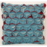 Pack of 4 Covers Amelie Aqua Blue & Red 3D Texture Cushion Covers - Home & Garden > Decor