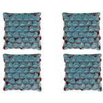 Pack of 4 Covers Amelie Aqua Blue & Red 3D Texture Cushion Covers - Home & Garden > Decor