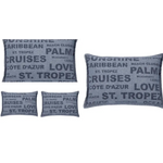Pack of 4 Denim Sunshine Wording Cushion Cover Cruises Caribbean Love etc - Home & Garden > Decor