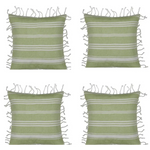 Pack of 4 Fresh Green & White Striped Cushion Cover with white knotted edging - Home & Garden > Decor
