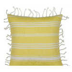 Pack of 4 Fresh Yellow & White Striped Cushion Cover with knotted edging - Home & Garden > Decor