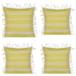 Pack of 4 Fresh Yellow & White Striped Cushion Cover with knotted edging - Home & Garden > Decor