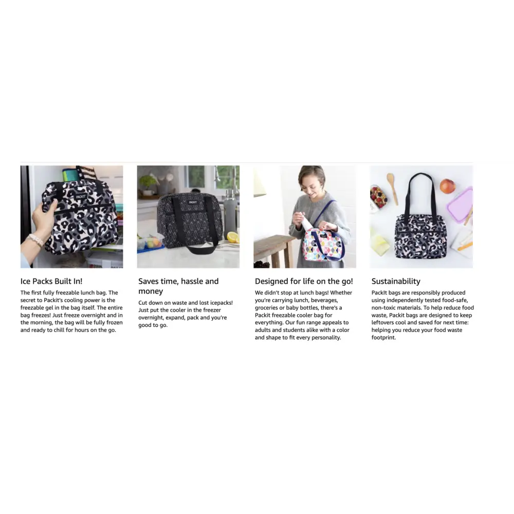 PACKIT Freezable Ice Lunch Bag Tote Camping Travel Tiger - Wild Leopard - Home & Garden > Kitchenware