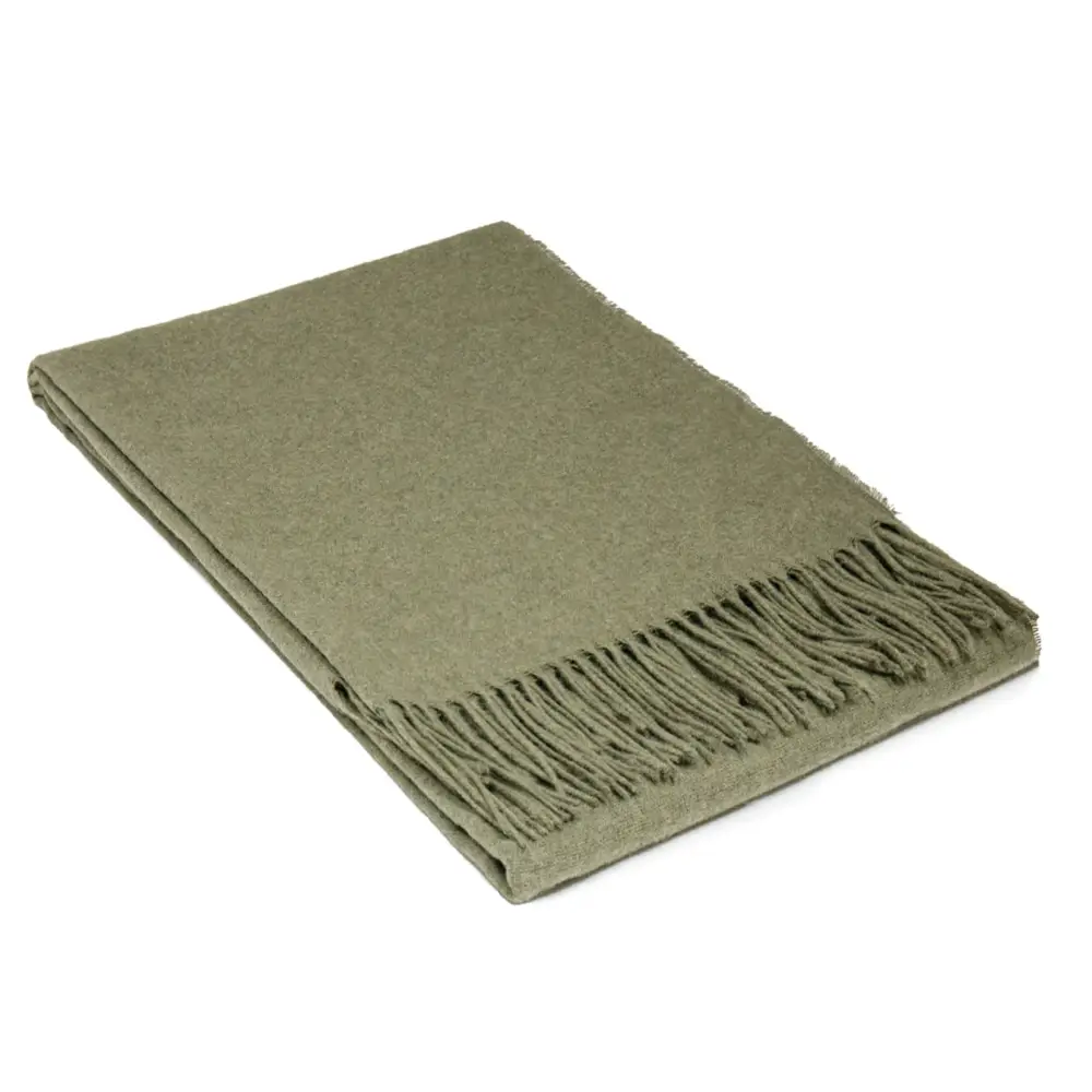 Paddington Throw - Fine Wool Blend - Olive - Home & Garden > Decor