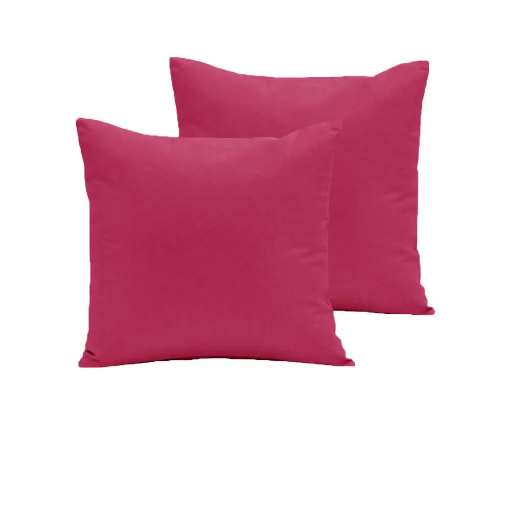 Pair of 280TC Polyester Cotton European Pillowcases HotPink - Home & Garden > Bedding