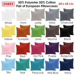 Pair of 280TC Polyester Cotton European Pillowcases Navy - Home & Garden > Bedding